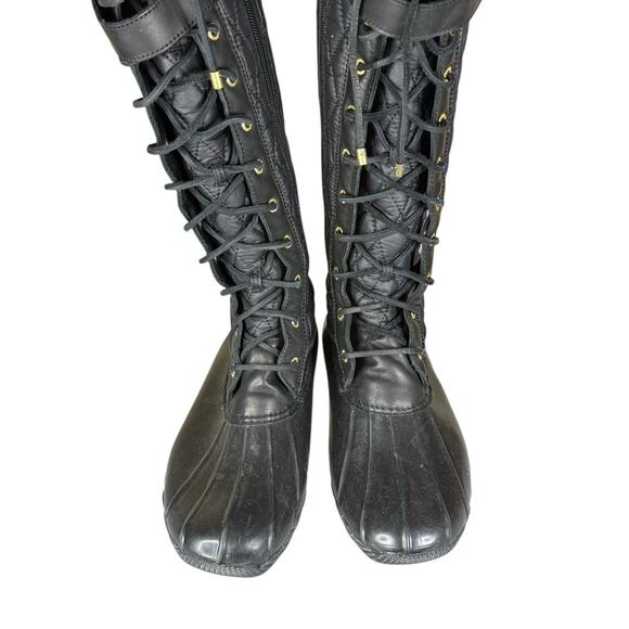 Sperry Top-Sider Tall Quilted Lace-Up Boots Black Gold Hardware Women’s 9 - Picture 11 of 11